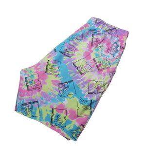 MTV Juniors Fleece Shorts Pockets Medium Tie Dye All Over Print Elastic Waist